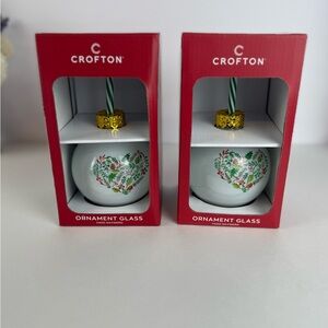 Set of 2 Crofton Christmas Ornament Glass Cups with Straws – Holiday Drinkware